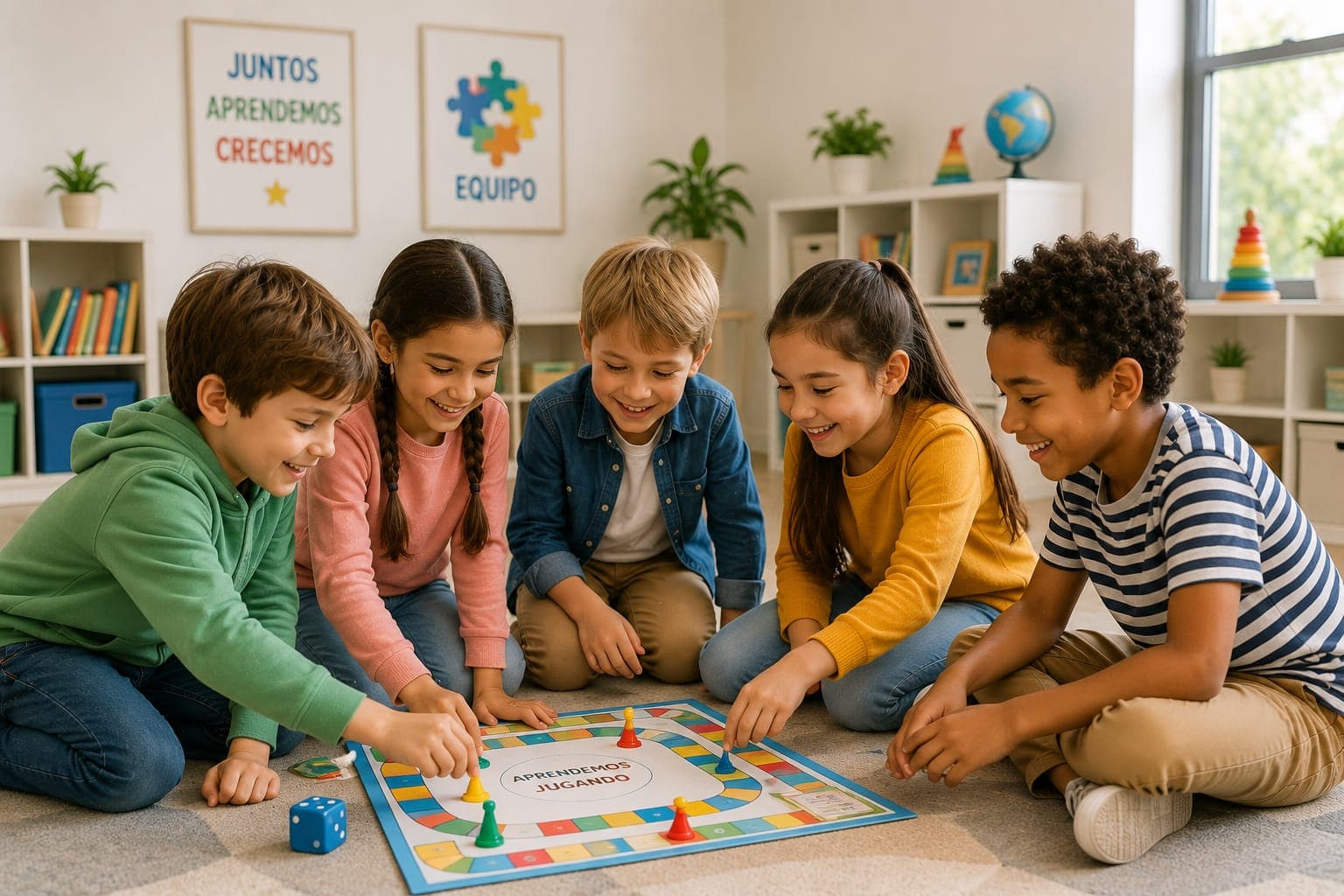 Niños aprendiendo juntos mediante el juego